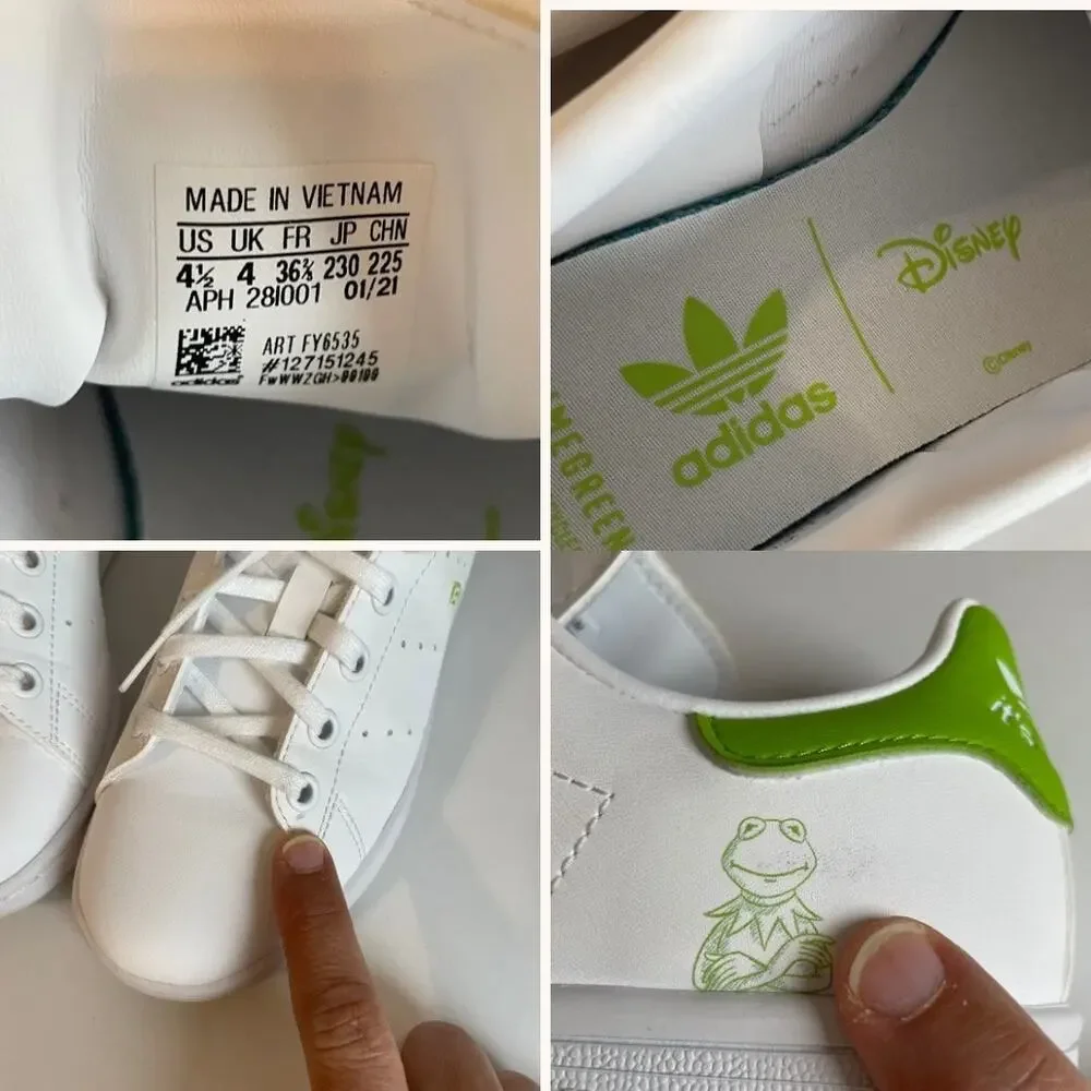 Adidas Muppets Boys Kermit the Frog Athletic Shoes Sneakers Unisex Youth Sz 4.5